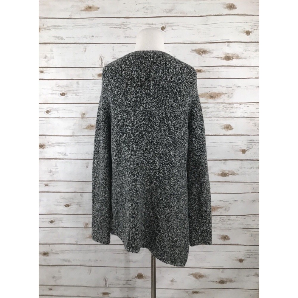 J. Jill Asymmetrical Hem Sweater Marled Black Gray Knit Wool XS Oversized - Picture 2 of 8